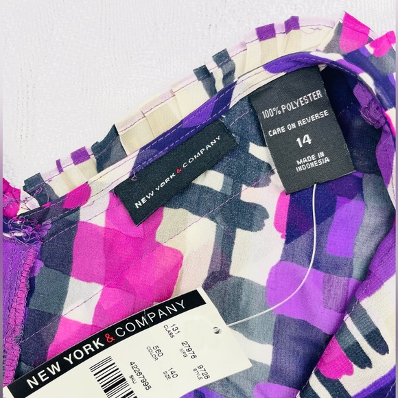 NewYork & Company Purple and Pink Ruffle Top Size 14 - Picture 2 of 8